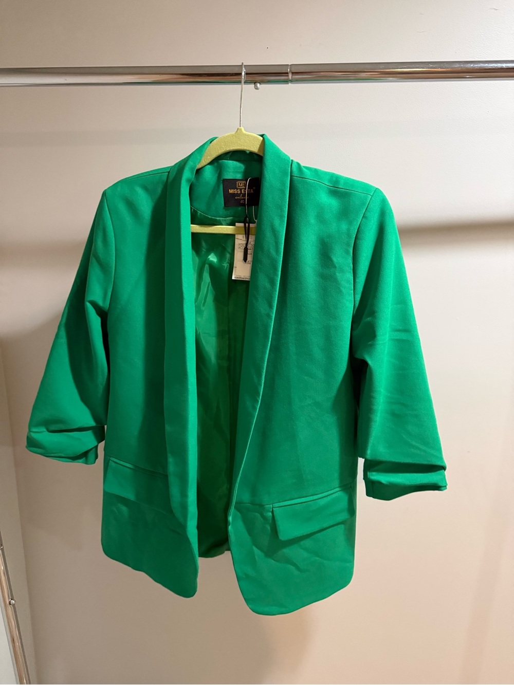 Green Open-Front Blazer Jacket